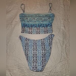 Vintage Rebel Beach 1990s Crop Cami Tank Top High Top Rise Bottom  Floral Bikini